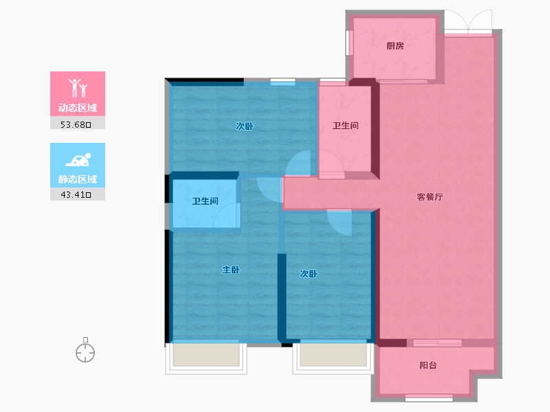 湖北省-黄石市-宏维·华仁北郡-86.86-户型库-动静分区