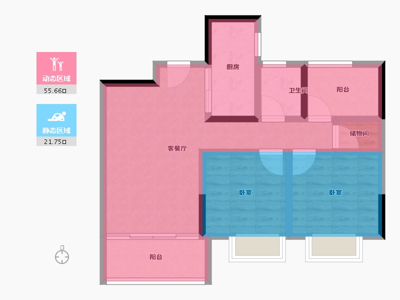 广东省-广州市-海川山璟轩繁华里-68.00-户型库-动静分区