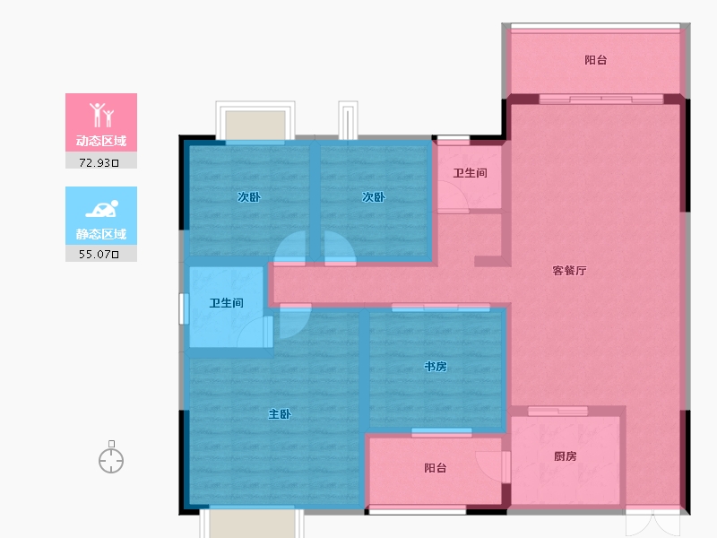 云南省-红河哈尼族彝族自治州-全茂首府-113.87-户型库-动静分区