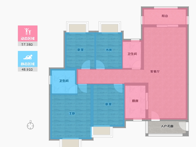 湖南省-长沙市-长沙雅居乐新地住宅-99.30-户型库-动静分区