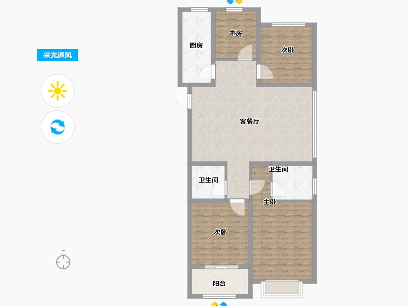 山东省-菏泽市-名门世都-109.10-户型库-采光通风