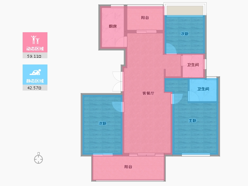 安徽省-阜阳市-同昇西溪玫瑰-91.65-户型库-动静分区