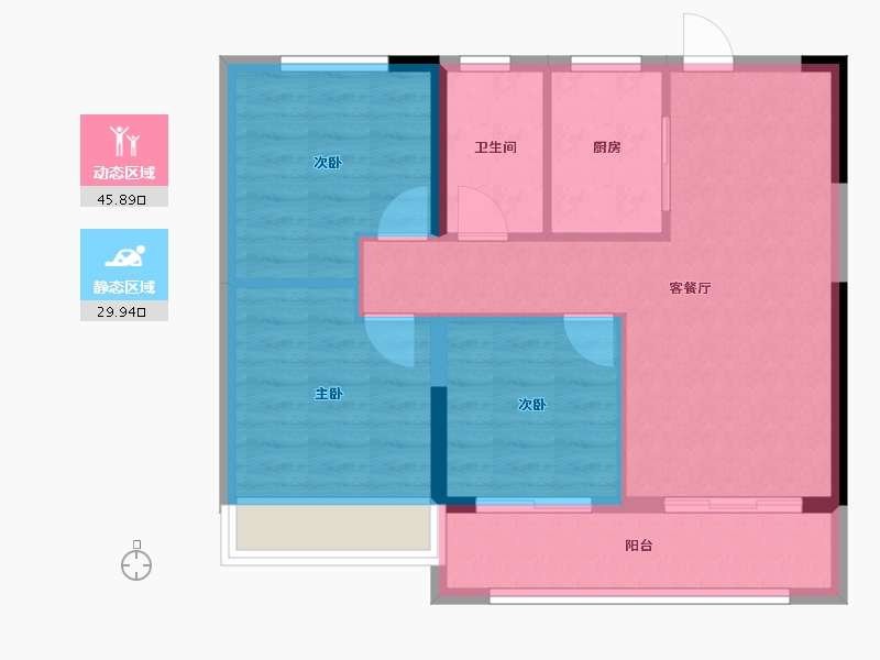 安徽省-阜阳市-辰景凤,凰熙岸-68.14-户型库-动静分区