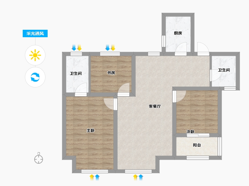 河北省-衡水市-泰昌悦湖庄园-73.91-户型库-采光通风