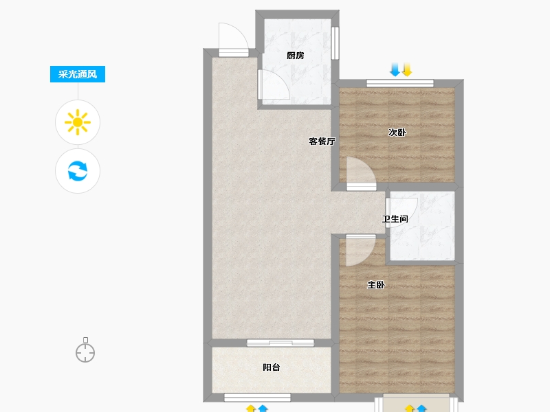 山东省-菏泽市-名门世都-67.98-户型库-采光通风