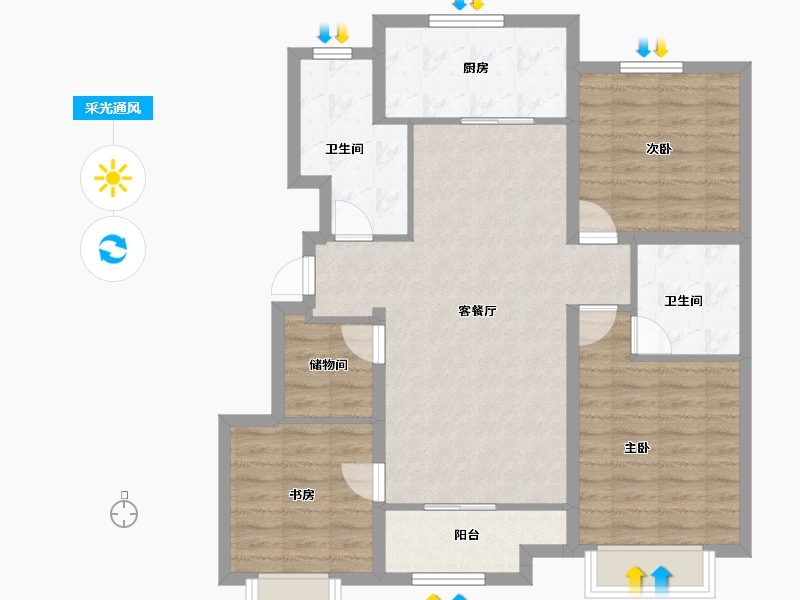 河北省-衡水市-滨湖玖號院-92.01-户型库-采光通风