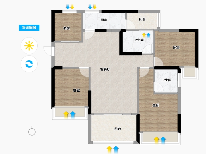 四川省-绵阳市-仁和春天二期青云上-87.12-户型库-采光通风