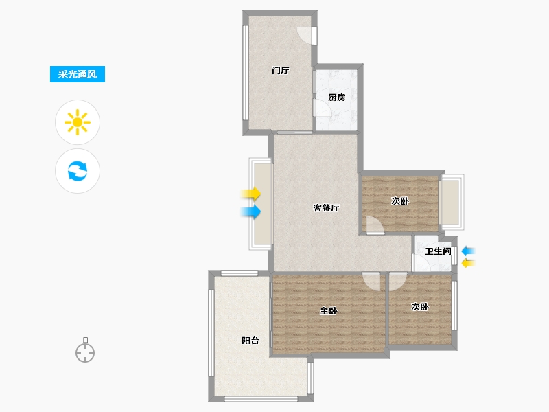 广东省-深圳市-深业东城上邸-60.65-户型库-采光通风