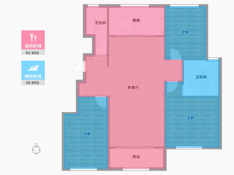 山东省-烟台市-恒杰盛世华府-101.34-户型库-动静分区