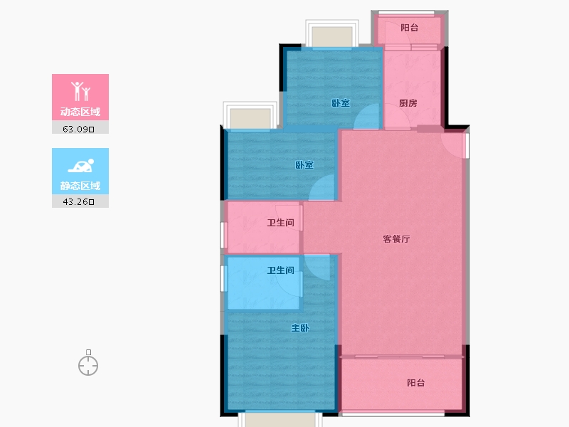 云南省-红河哈尼族彝族自治州-美景和府-96.46-户型库-动静分区