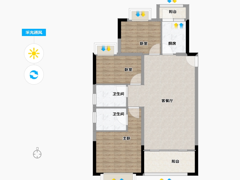 云南省-红河哈尼族彝族自治州-美景和府-96.46-户型库-采光通风