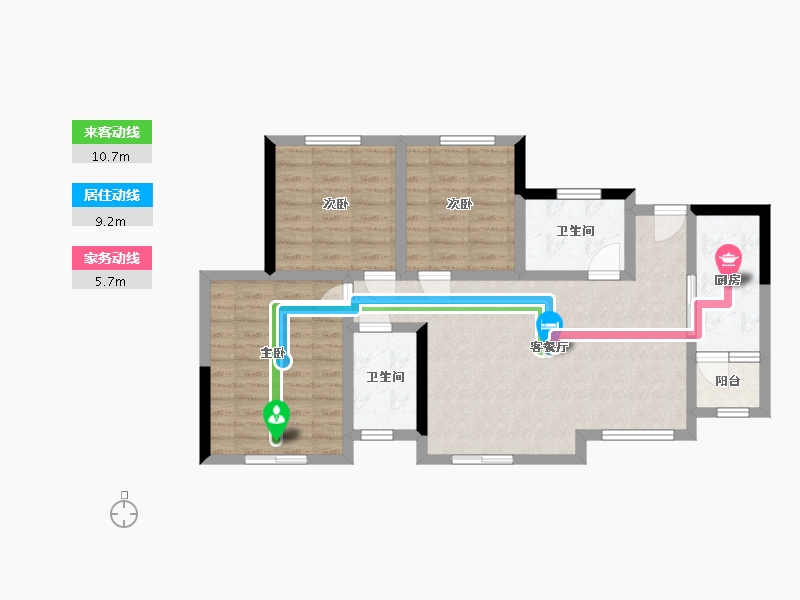 四川省-遂宁市-金宏碧海叠院-102.59-户型库-动静线