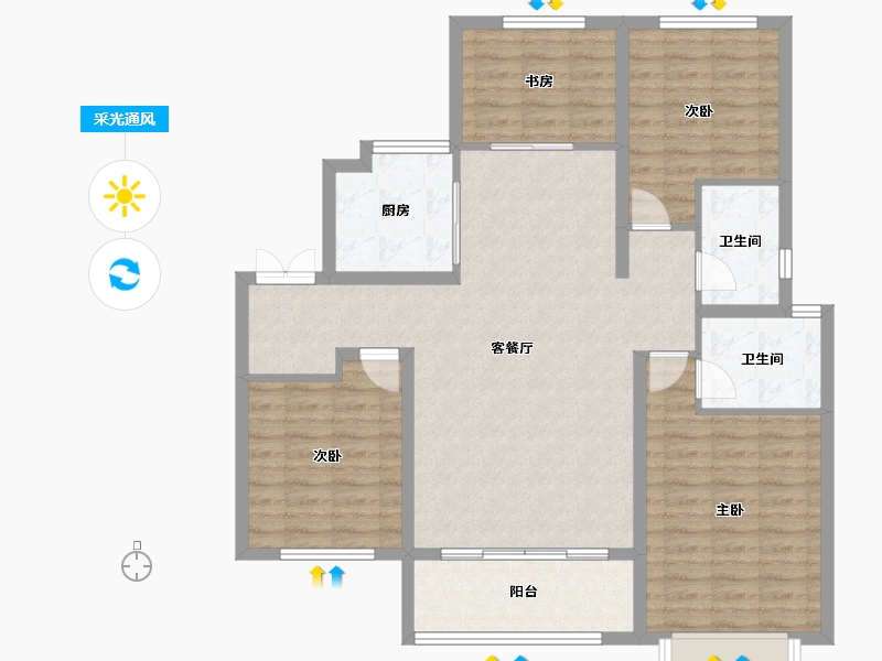 山东省-枣庄市-城建·善国贾苑-108.67-户型库-采光通风