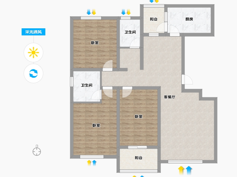 山东省-潍坊市-北斗山河城-109.37-户型库-采光通风