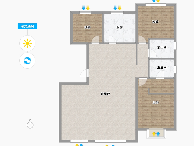 河北省-秦皇岛市-中冶德贤华府-125.23-户型库-采光通风