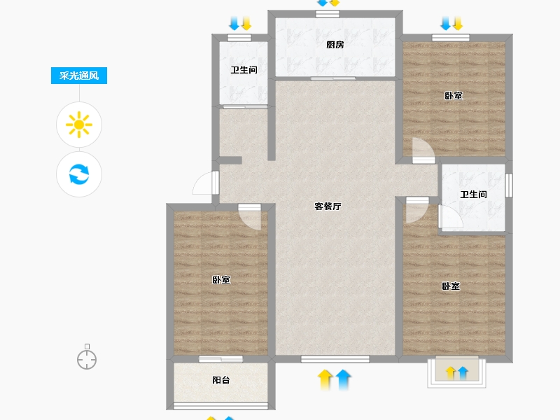 山东省-潍坊市-北斗山河城-111.27-户型库-采光通风