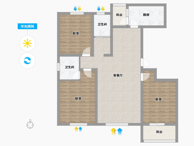 山东省-潍坊市-北斗山河城-104.73-户型库-采光通风