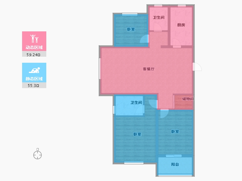 山东省-潍坊市-北斗山河城-102.40-户型库-动静分区