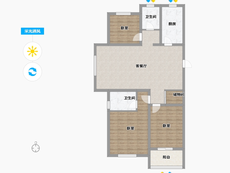 山东省-潍坊市-北斗山河城-102.40-户型库-采光通风