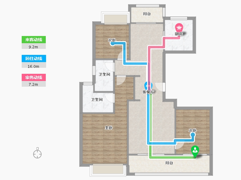 江苏省-南通市-绿城·沁园-107.60-户型库-动静线