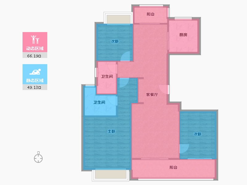 江苏省-南通市-绿城·沁园-107.60-户型库-动静分区