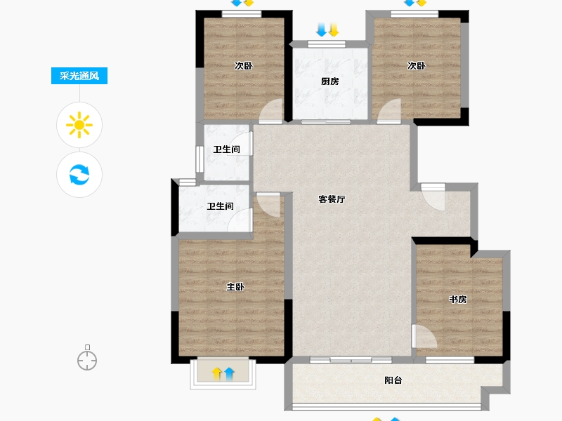 湖北省-黄石市-大冶·中梁首府-101.77-户型库-采光通风