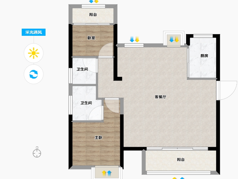 福建省-福州市-钱隆府-84.00-户型库-采光通风