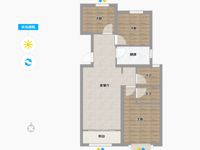 河北省-秦皇岛市-那畔雲起墅-70.80-户型库-采光通风