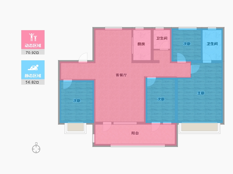 山东省-济宁市-九巨龙青年城3期·华锦苑-113.61-户型库-动静分区