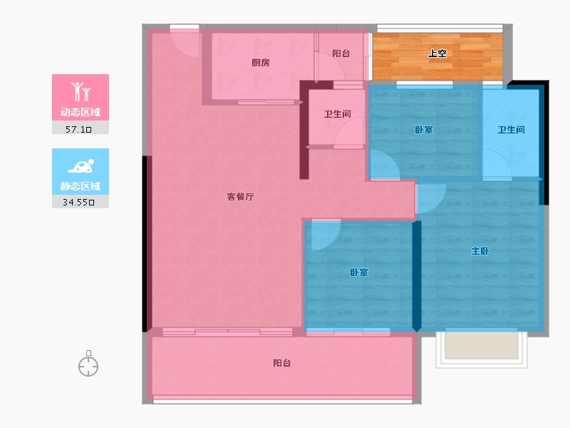 云南省-红河哈尼族彝族自治州-美景和府-87.47-户型库-动静分区