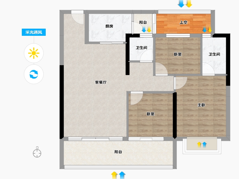 云南省-红河哈尼族彝族自治州-美景和府-87.47-户型库-采光通风