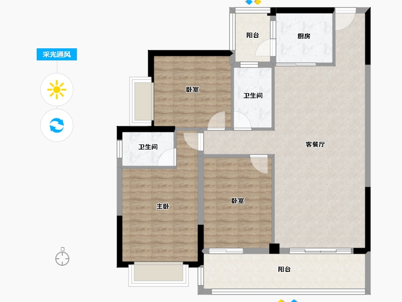 广西壮族自治区-贺州市-星都2期悦山府-107.52-户型库-采光通风