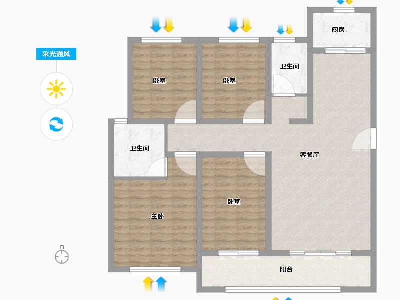 河南省-安阳市-阳光嘉苑一期-117.01-户型库-采光通风