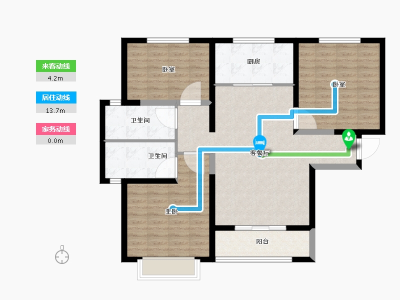 山东省-烟台市-万豪伊顿-97.60-户型库-动静线