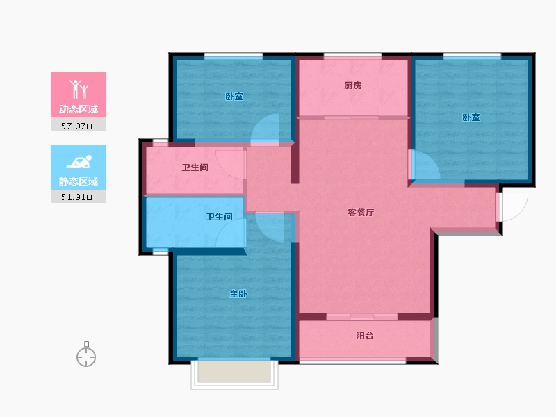 山东省-烟台市-万豪伊顿-97.60-户型库-动静分区