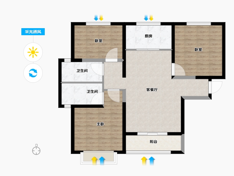 山东省-烟台市-万豪伊顿-97.60-户型库-采光通风