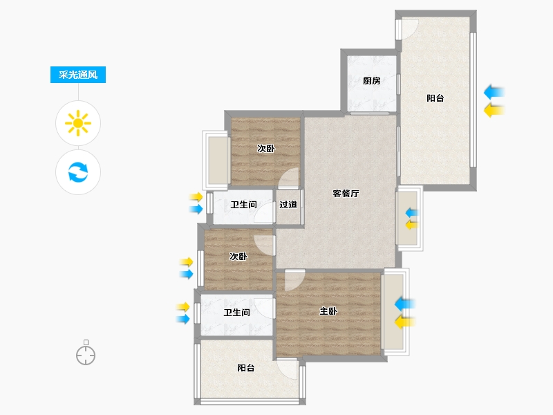 广东省-深圳市-深业东城上邸-60.56-户型库-采光通风