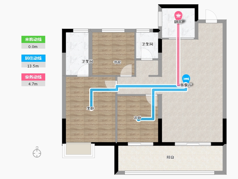 江西省-上饶市-九颂金科·云玺台-95.68-户型库-动静线