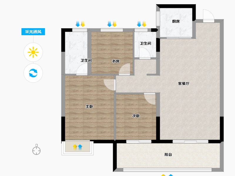 江西省-上饶市-九颂金科·云玺台-95.68-户型库-采光通风