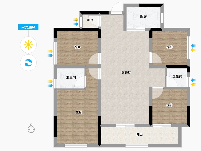 四川省-内江市-西城世家-95.88-户型库-采光通风