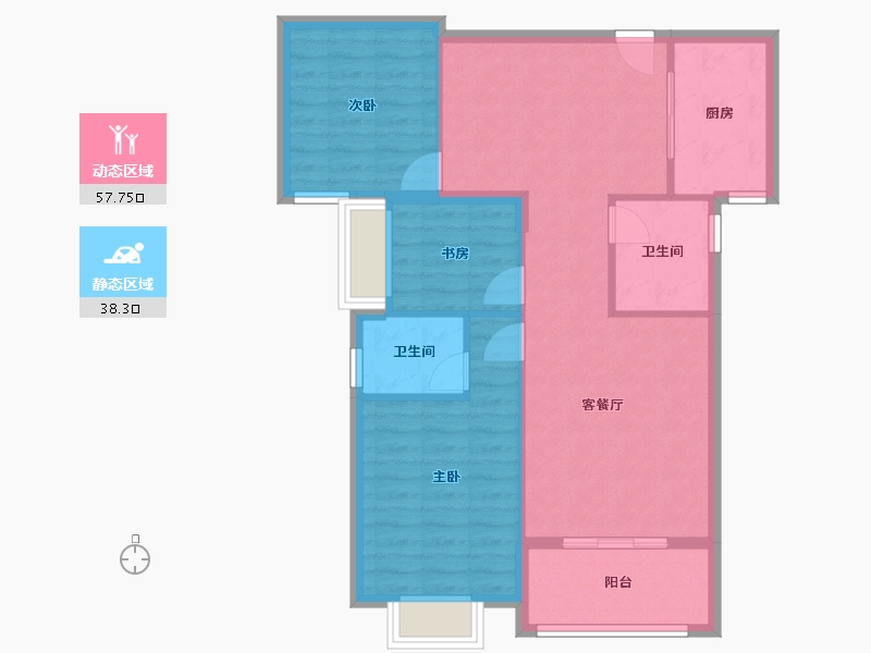 湖北省-黄石市-七里新都-86.98-户型库-动静分区