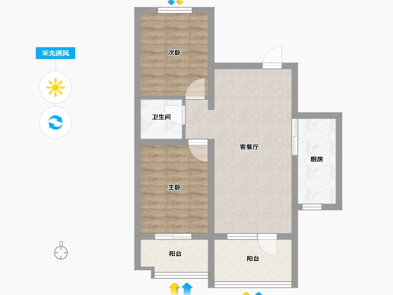 河北省-秦皇岛市-在水一方-60.81-户型库-采光通风