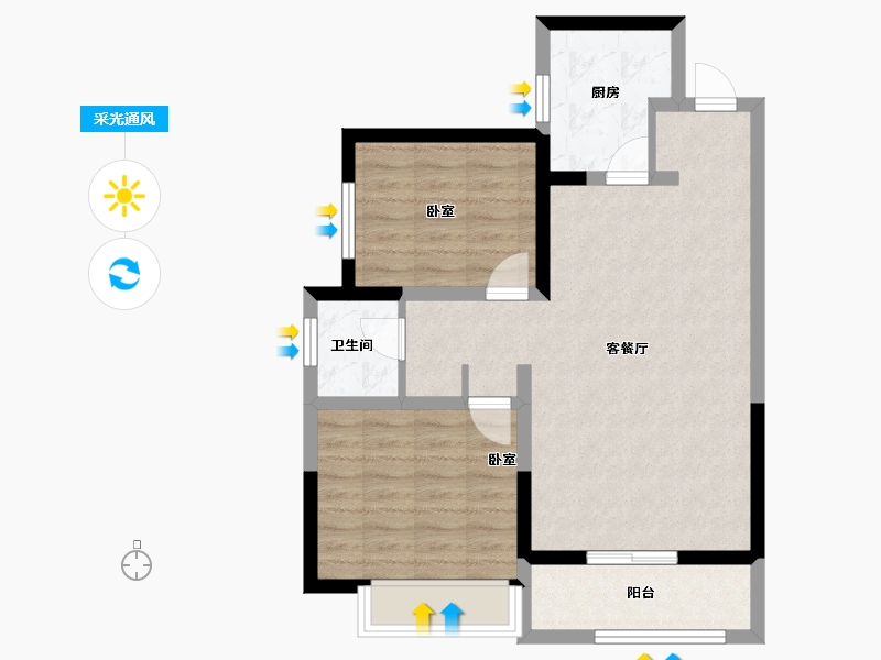 河北省-石家庄市-福商祥云筑-70.87-户型库-采光通风