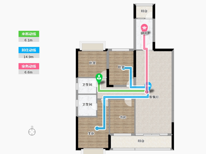 云南省-红河哈尼族彝族自治州-美景和府-114.69-户型库-动静线