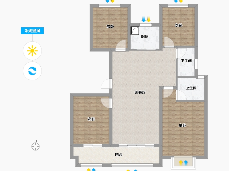 浙江省-宁波市-观海卫镇奥园誉山湖-102.00-户型库-采光通风