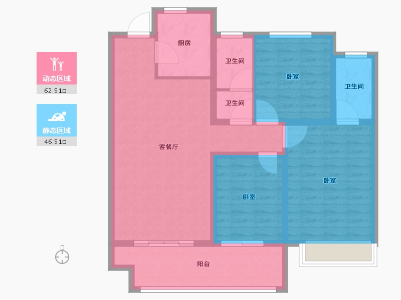 河南省-安阳市-安阳建业城三期云著-97.80-户型库-动静分区