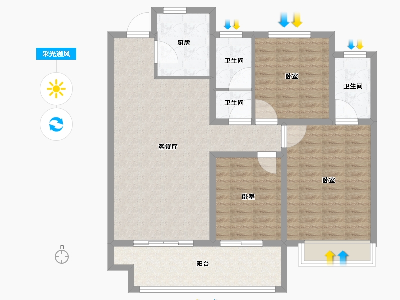 河南省-安阳市-安阳建业城三期云著-97.80-户型库-采光通风