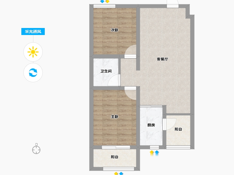 河北省-秦皇岛市-在水一方-59.74-户型库-采光通风