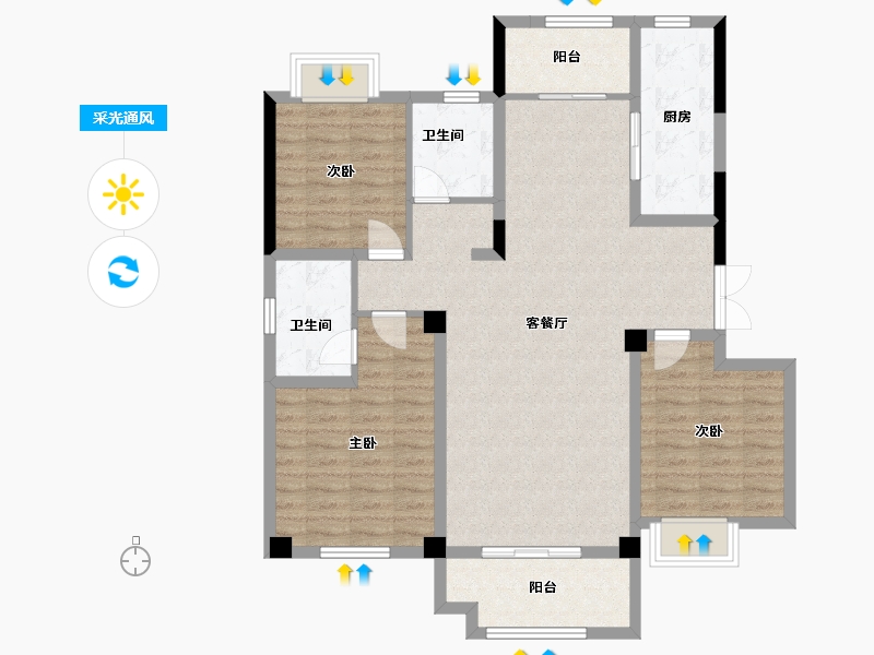 河南省-商丘市-顺鑫·满庭芳-106.61-户型库-采光通风