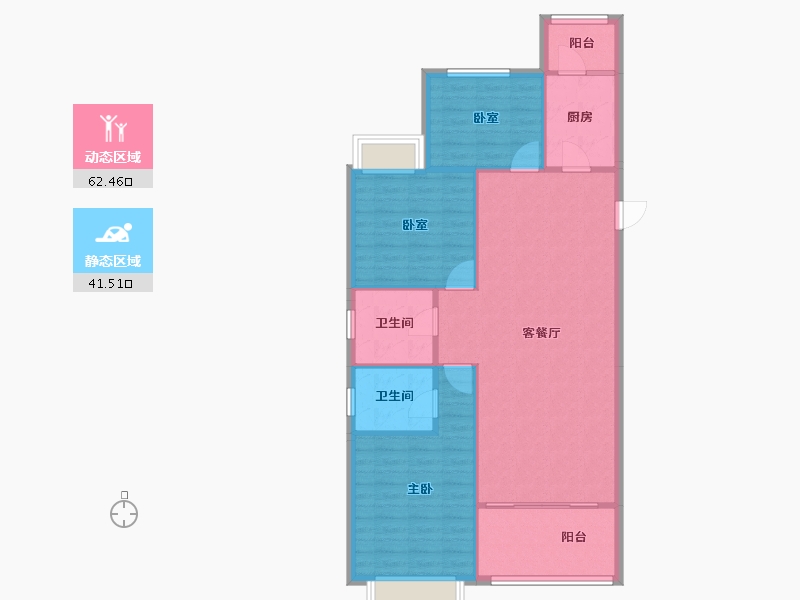 云南省-红河哈尼族彝族自治州-美景和府-95.47-户型库-动静分区